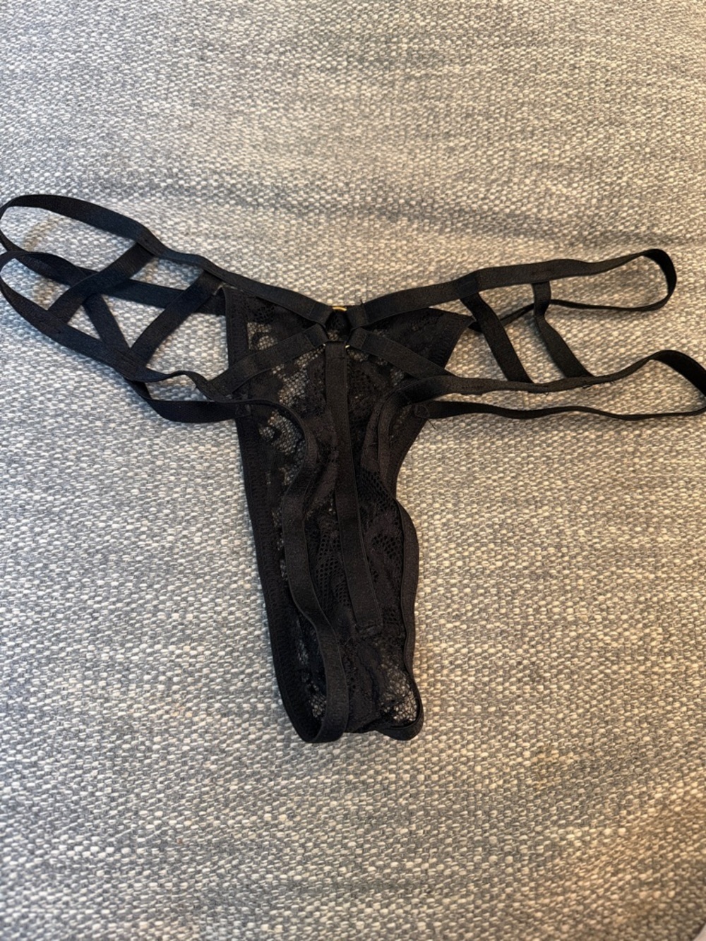 Starline Black Strappy Lace Bra & Panty Set Small/Medium - Picture 3 of 5